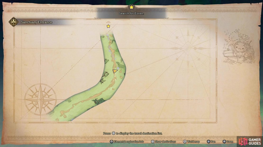 The location of the Li&rsquo;l Cactus in Sanctuary Entrance, on the map.