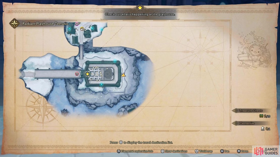The location of the Li&rsquo;l Cactus in Radiant Playhouse of Terratio, on the map.