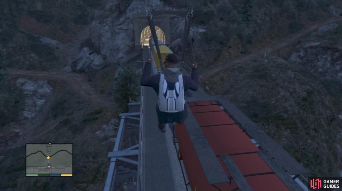 You can also land on any carriage but it is easier if you hit the lower ones. You need to make sure you aren&rsquo;t coming in too fast though as you will roll off the edge and fail.