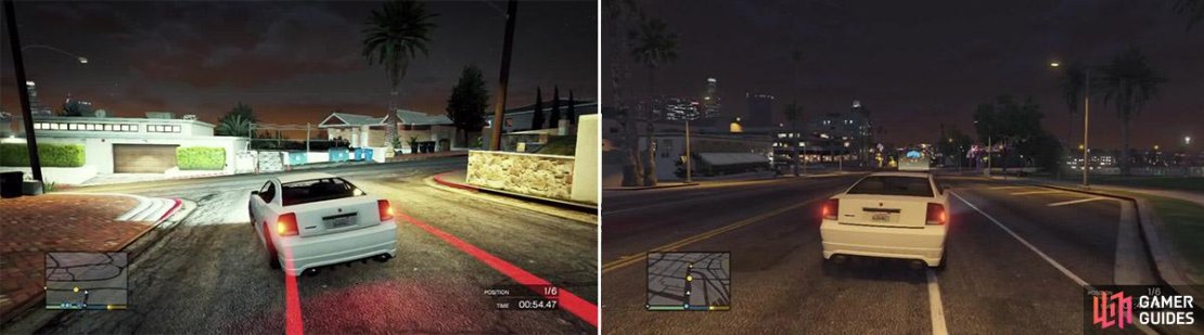 These corners are very tight so you will need a little help via Franklin&rsquo;s special to stay competitve (left). Put your foot down here! (right)