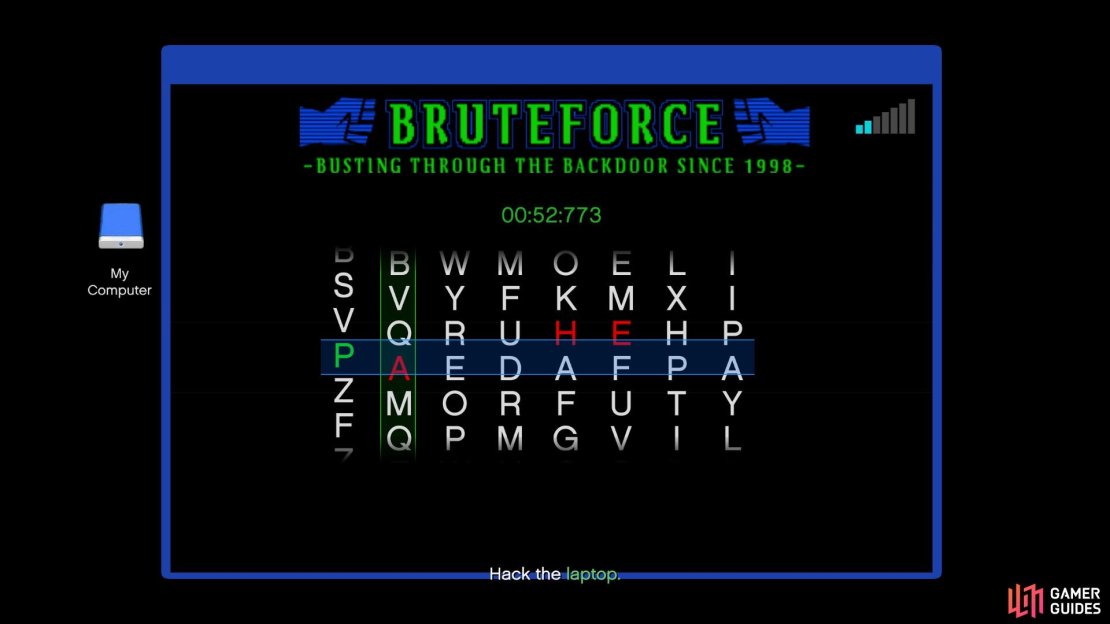 Complete the hack by clicking on the red letters