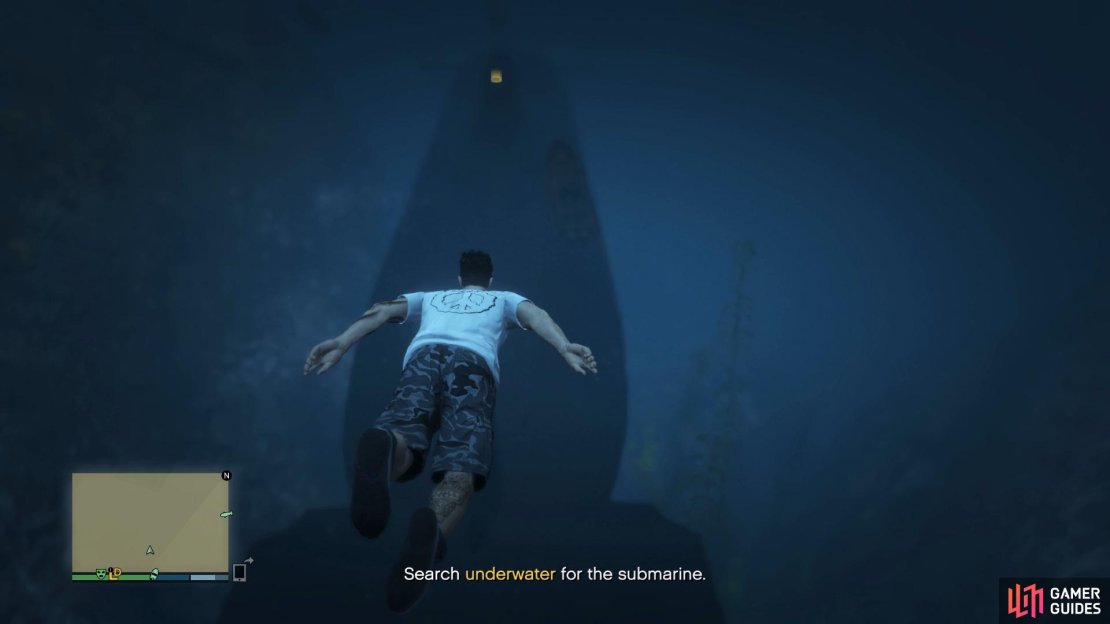 Enter the submarine via the hatch at the top