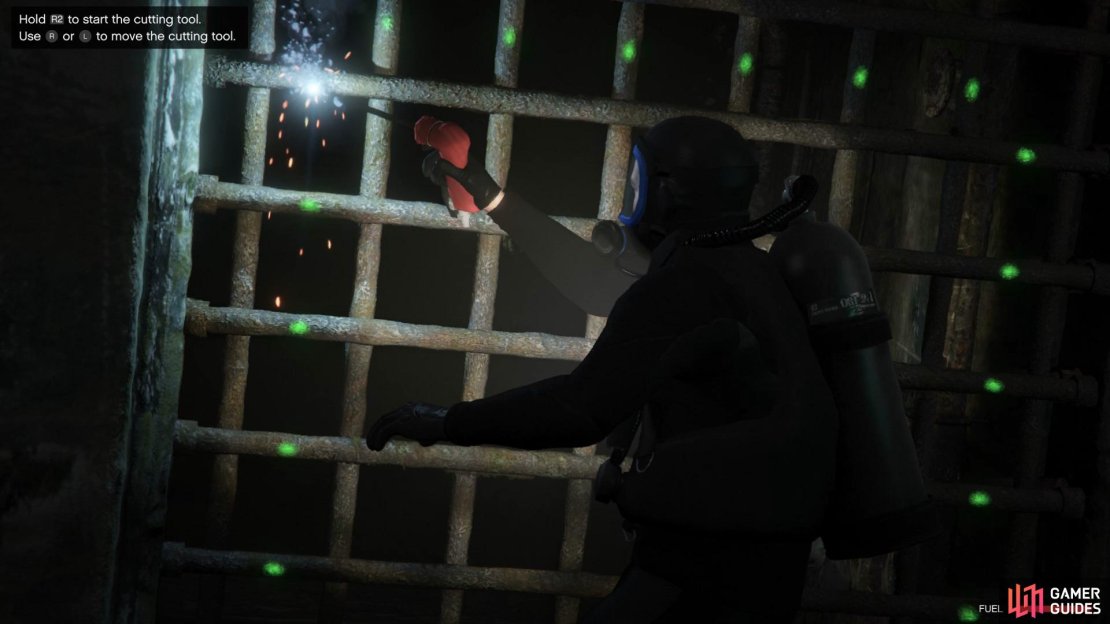 Destroy the gate to get inside the lab