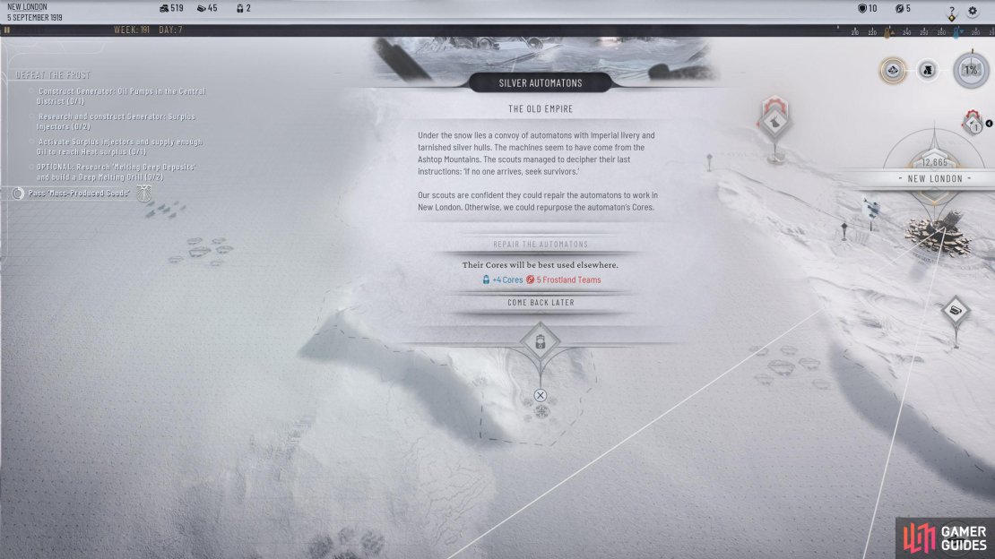 Once you&rsquo;ve explored an area, click the ? and you could find Cores.