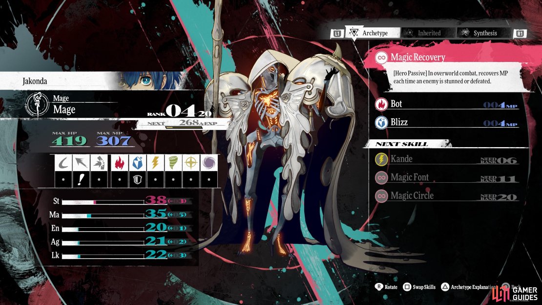 The protagonist gets this skill whenever he has the Mage Archetype equipped.