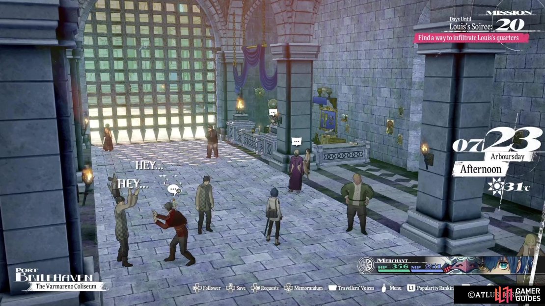 The Pompous Noble is found in the lobby of the coliseum.