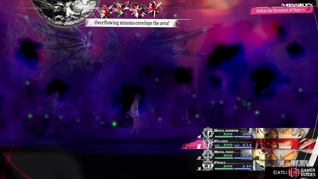 The dragon will always use its first move to reduce your max HP to 300 for the duration of the battle.