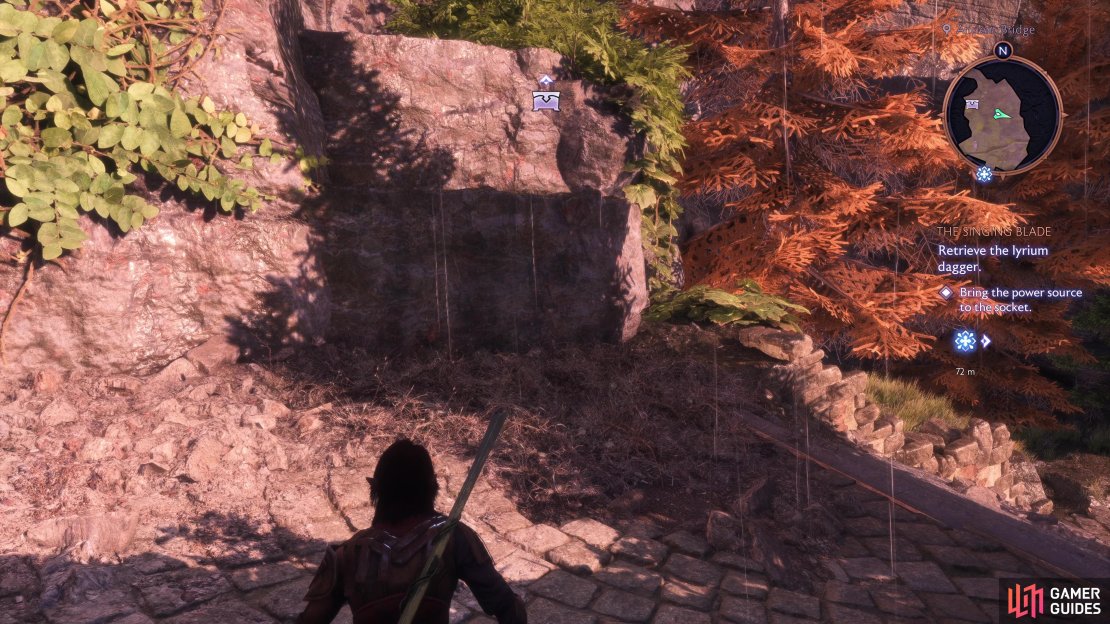 Look to these ledges on your left and climb them.
