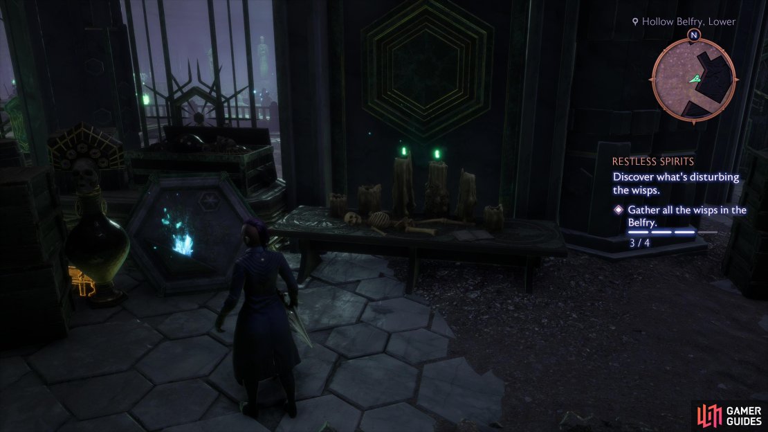 Light sconces and candles on a nearby table will light up,