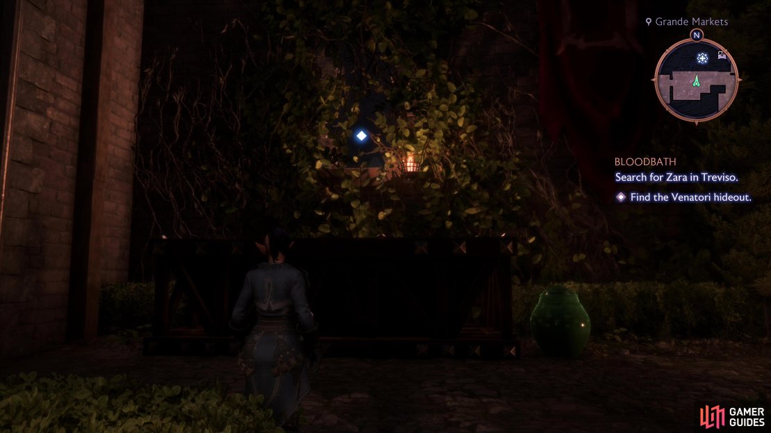Climb through a hole in the wall near the cafe to reach the Venatori hideout.