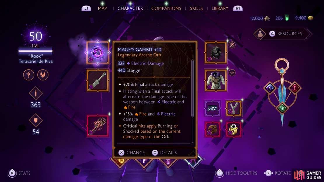 Mage&rsquo;s gambit boosts fire and electrical damage while proliferating Shocked and/or Burning,