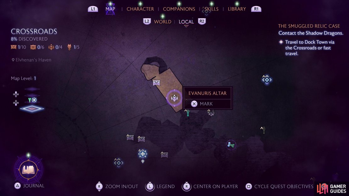 The location of the first Evanuris altar on the Crossroads map.