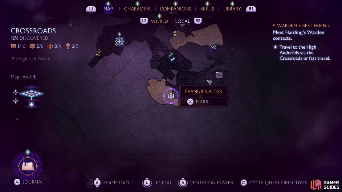 The location of the second Evanuris altar on the Crossroads map.