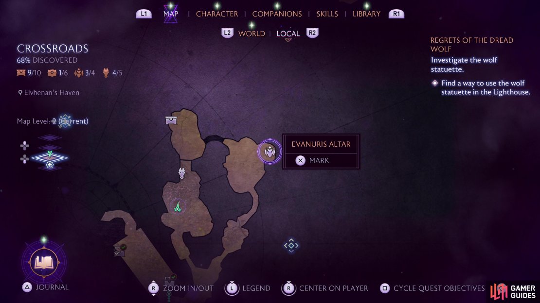 The location of the fourth Evanuris altar on the Crossroads.