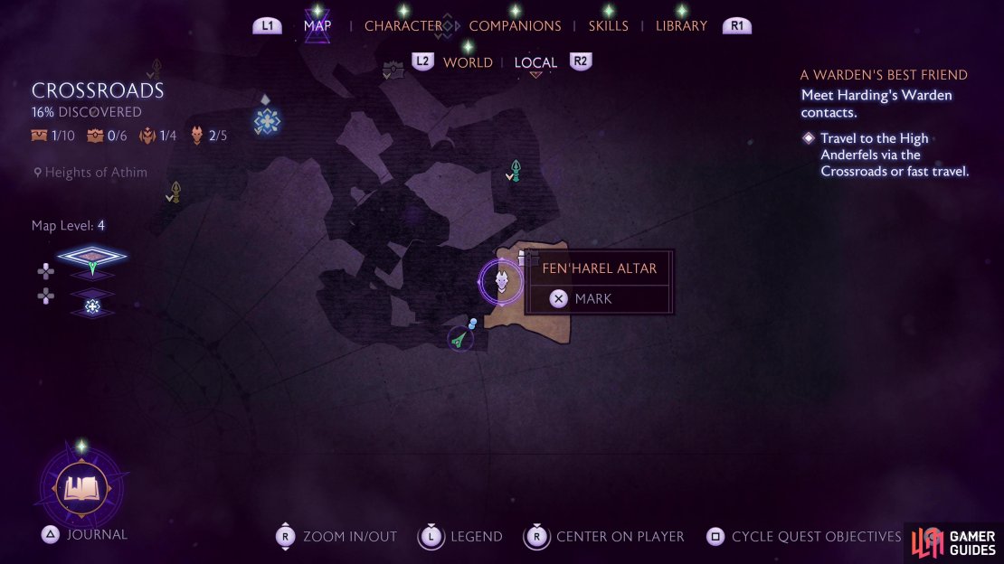 The location of the third Fen&rsquo;Harel statue on the Crossroads map.