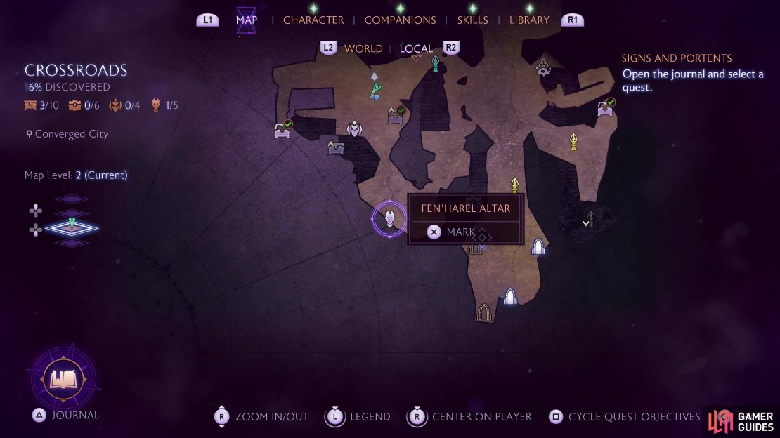 The location of the fourth Fen&rsquo;Harel statue on the Crossroads map.
