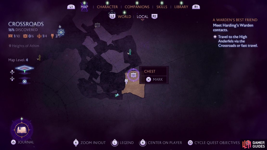 The location of the first unique chest on the Crossroads map.