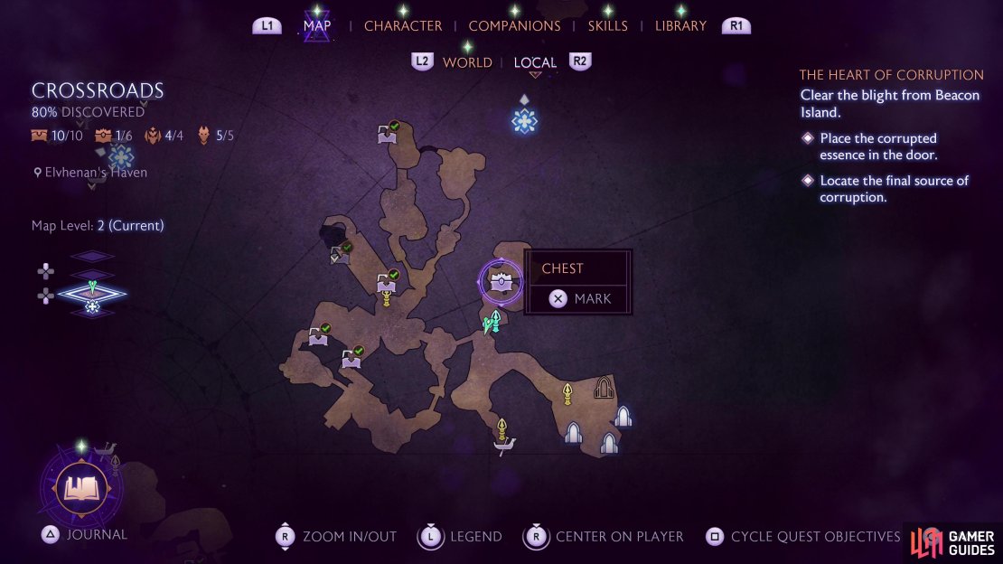 The location of the third unique chest on the Crossroads map.