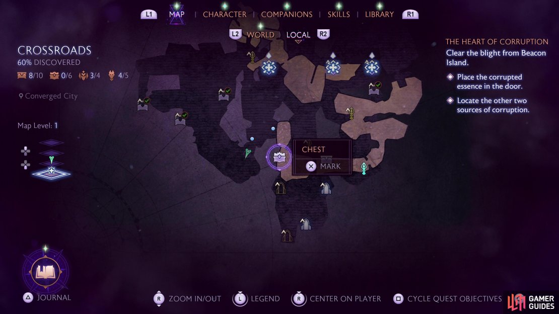 The location of the second unique chest on the Crossroads map.