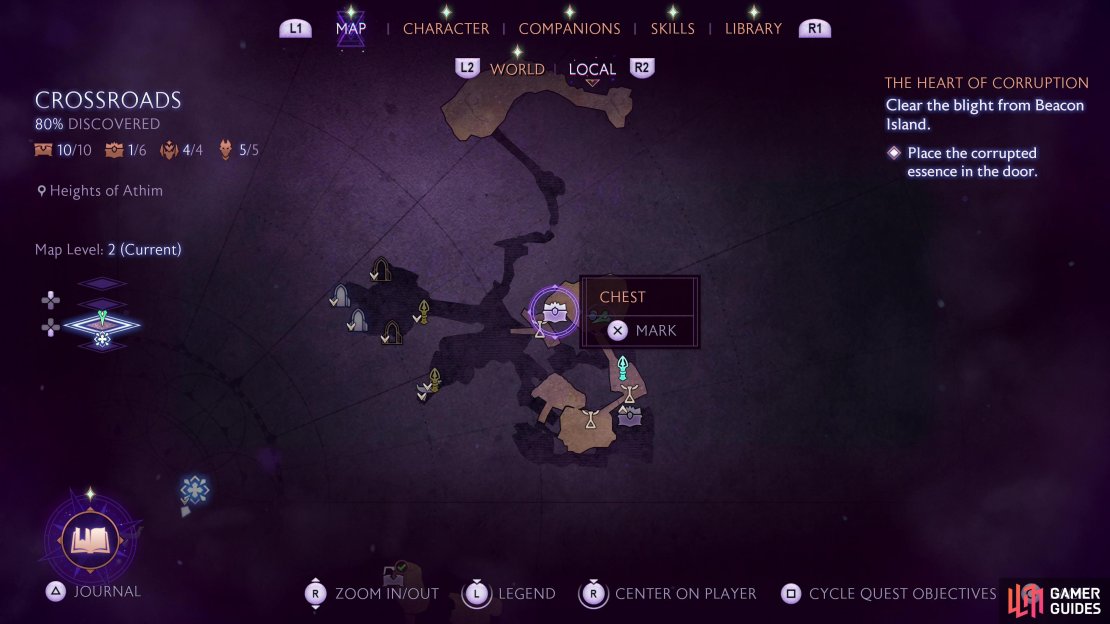 The location of the fourth unique chest on the Crossroads map.