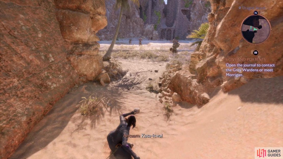 Slide down a slope to reach the Dragon Beach,