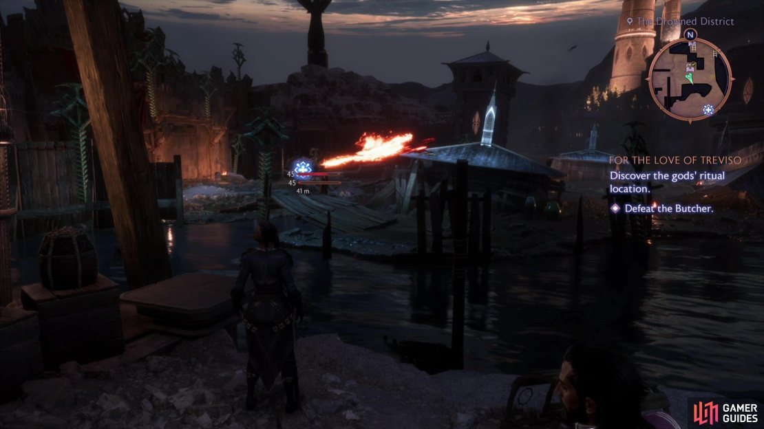 Chase the informant to the Drowned District, and let the Reaver-Butcher kill his fellow Antaam.