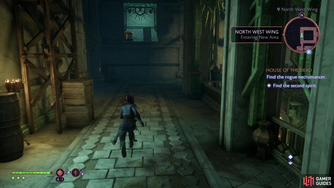 Enter the North-West Wing and note a chest out of reach on a high ledge.