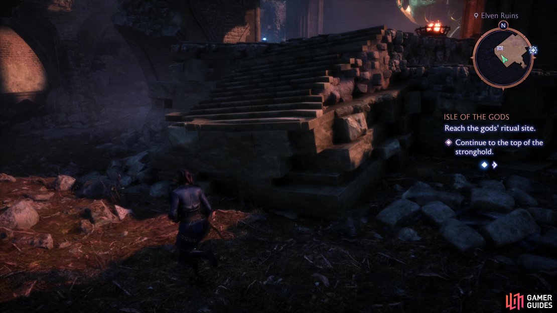 After defeating the second batch of darkspawn, look for a ledge you can climb
