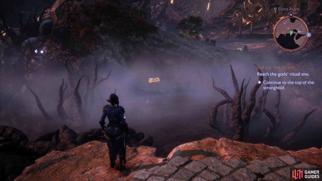 Spot a chest across some water south of the Gatehouse exit,