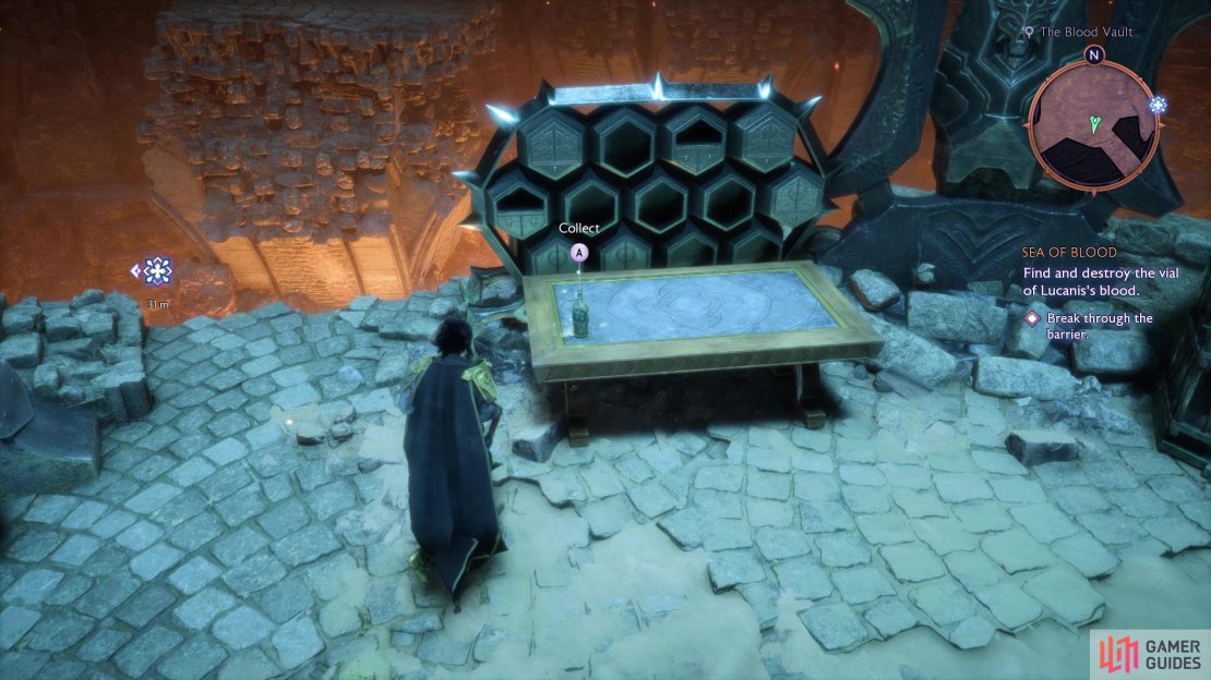 When you reach the Blood Vault, snatch the Ammazzacaffe memento off the table,