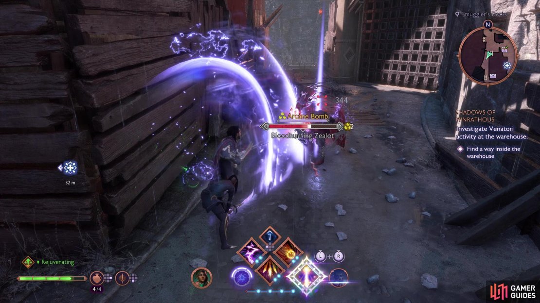 Defeat a Bloodhunting Zealot along the northern edge of the warehouse,