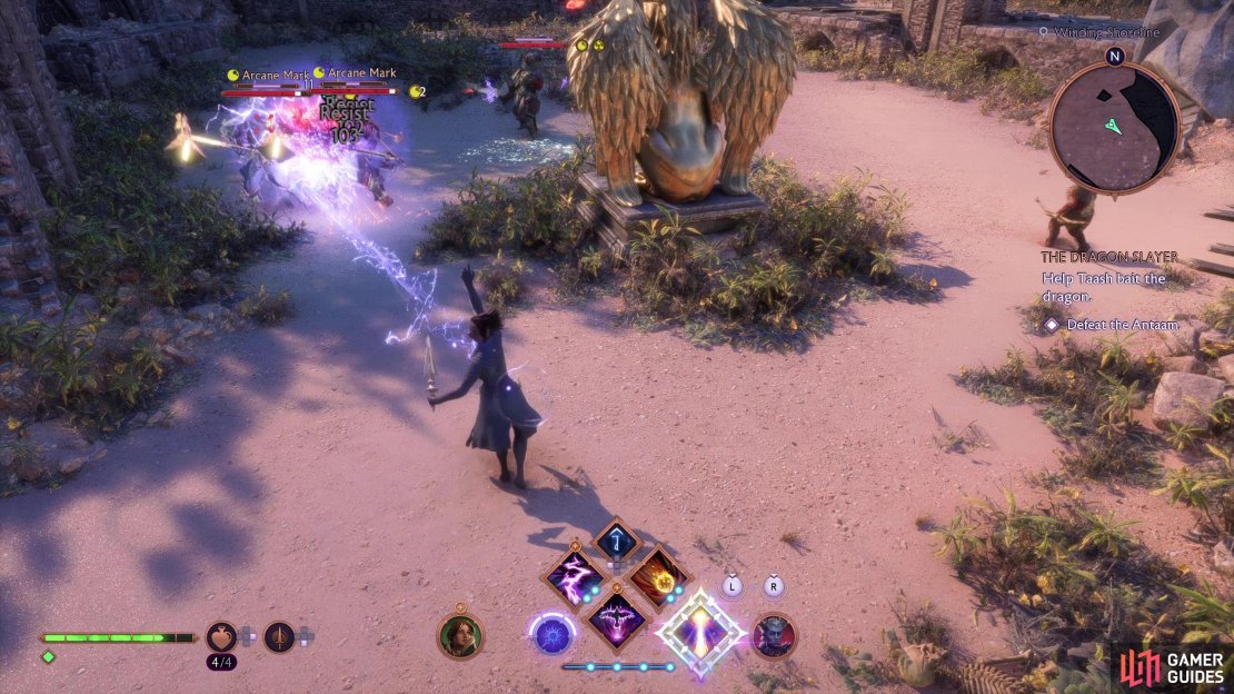 Defeat the Antaam outside some ruins in the Winding Shoreline,