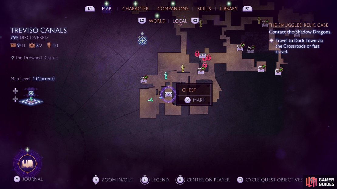 The location of Chest #9 on the map.