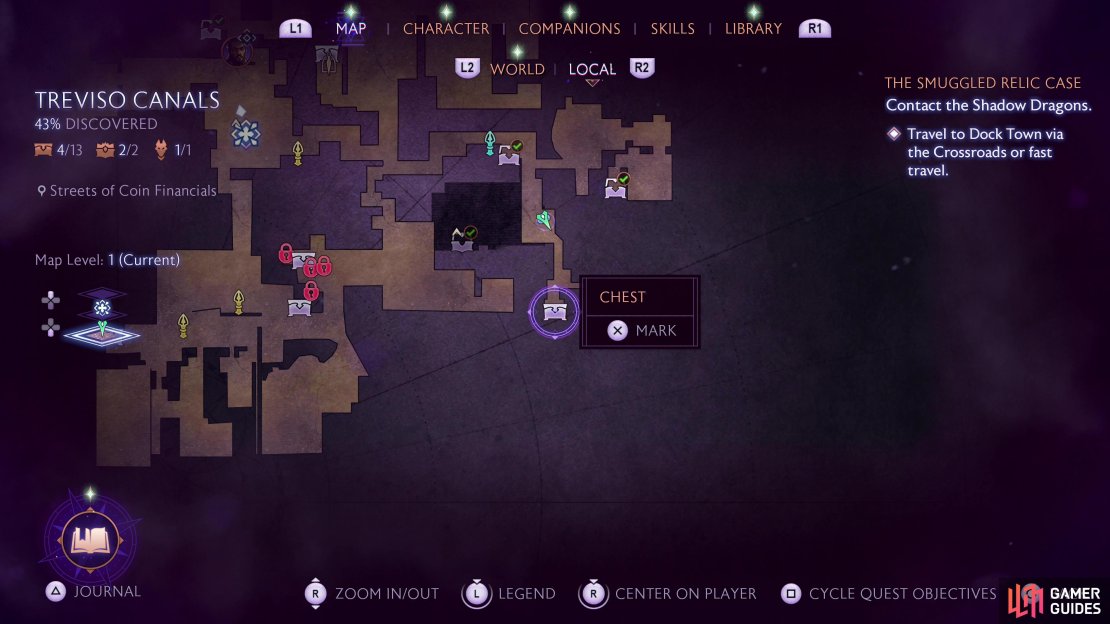 The location of chest #5 on the map.