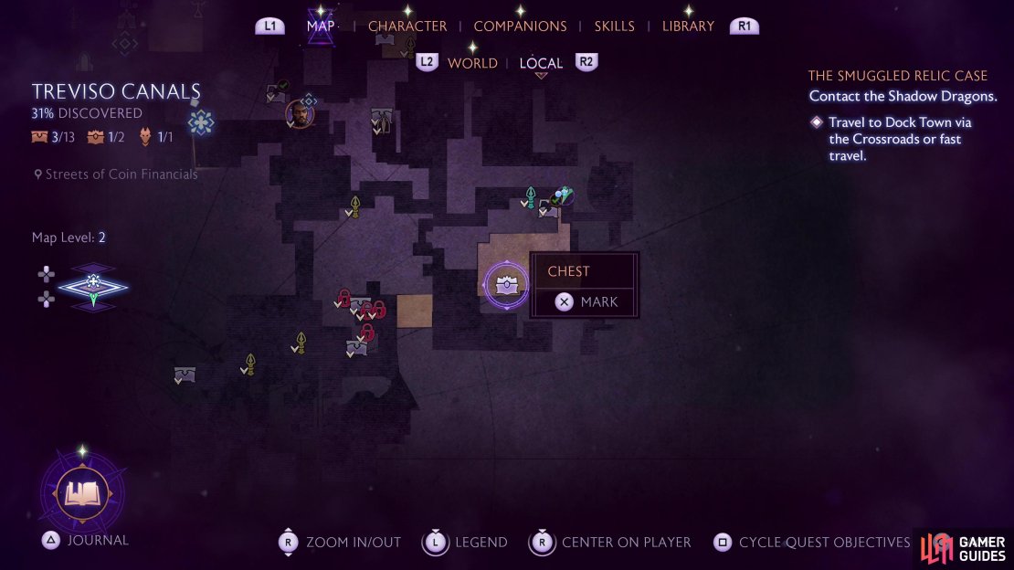 The location of the second unique chest on the map.