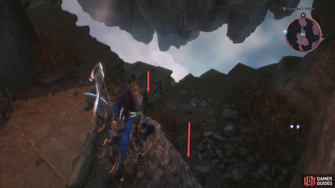 To the right of the doorway is a hidden ladder. Make your way down to the bottom.