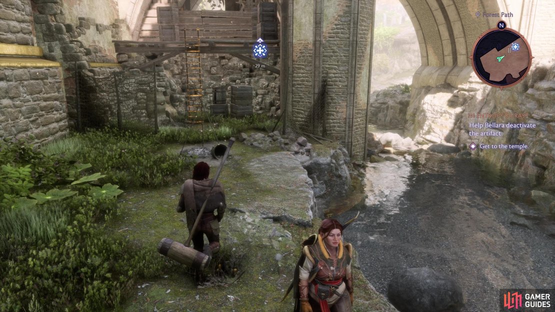 Go under the bridge to find a ladder leading to a small chest.