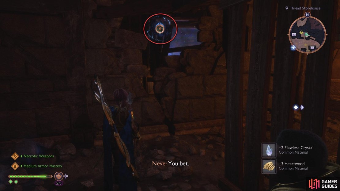 In the next room, use the power through the hole in the wall to dispel the barrier.