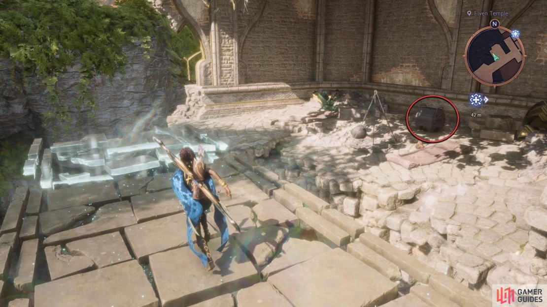 Place the power crystal in the device after the barrier to find a chest containing the Death Mask.