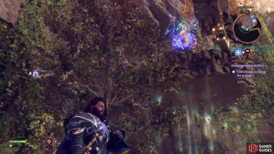 the first crystal can be found to the left of the artifact. 