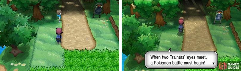 As in previous versions of Pok&eacute;mon; you&rsquo;re forced to battle trainers if they see you.