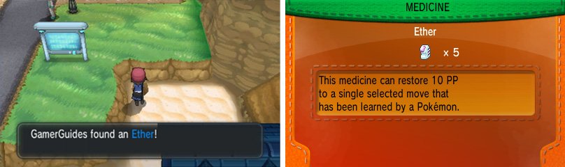Ethers let you replenish a move&rsquo;s PP without returning to a Pokemon Centre.