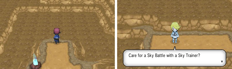 Before the cave entrance, there&rsquo;s a Sky Battle to the south-east.