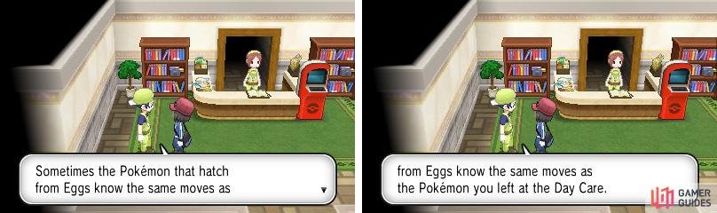 Listen to what the people inside the Pok&eacute;mon Daycare say to you.