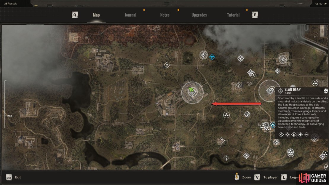 Follow the road west of Slag Heap to find Rostok.