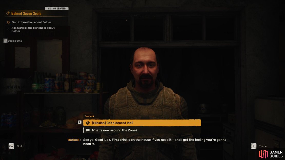 Speak with Warlock in Zalissya Bar to accept the Warlock&rsquo;s Debtor side mission.
