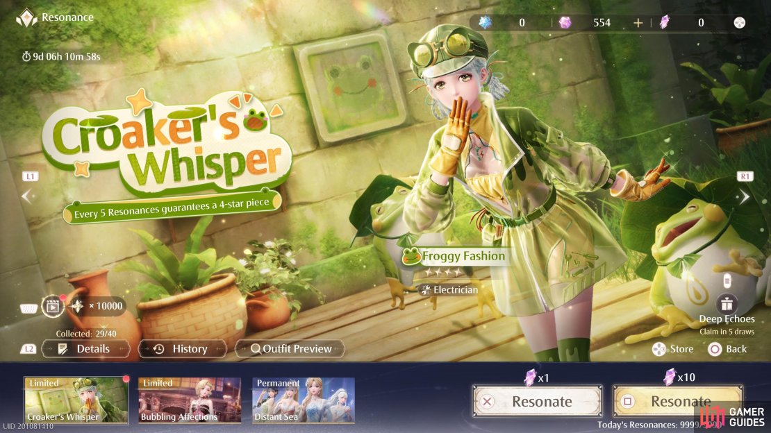 Croaker&rsquo;s Whisper is one of the two current limited time resonance banners in Infinity Nikki.
