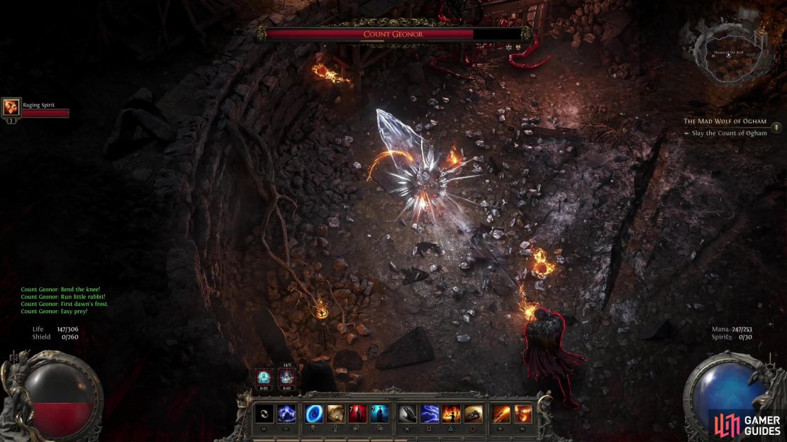 Count Geonor can shoot blade beams out of his sword, and like most of his attacks, this can freeze you.