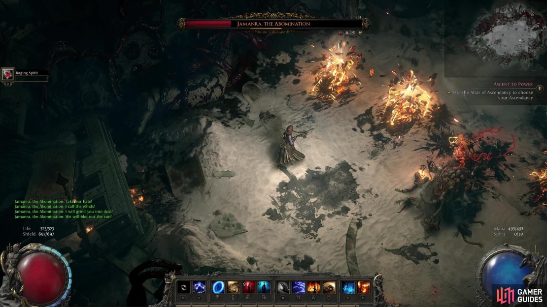 When reduced to below 50% of his life, Jamanra will start rolling lightning orbs down the battlefield,