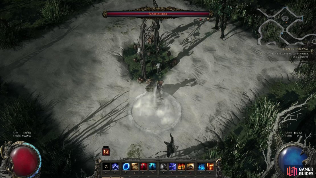 Rootdredge only has a few direct attacks - he can spawn a waterspout under your feet, which deals minimal damage,